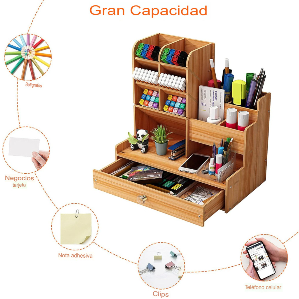 Organizador para Escritorio de Madera